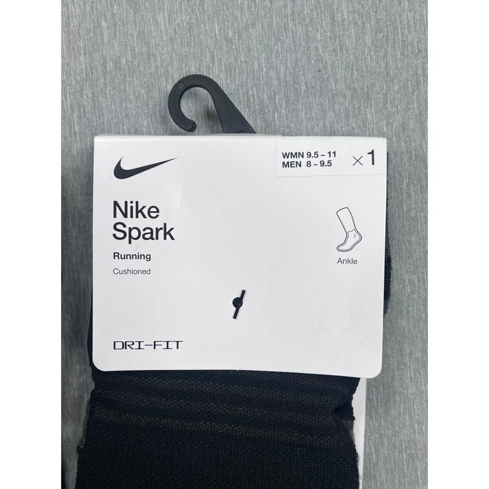 Lot 3 Nike Spark Running Ankle Socks Black Cushioned Dri-FIT M 8-9.5‎ W 9.5-11